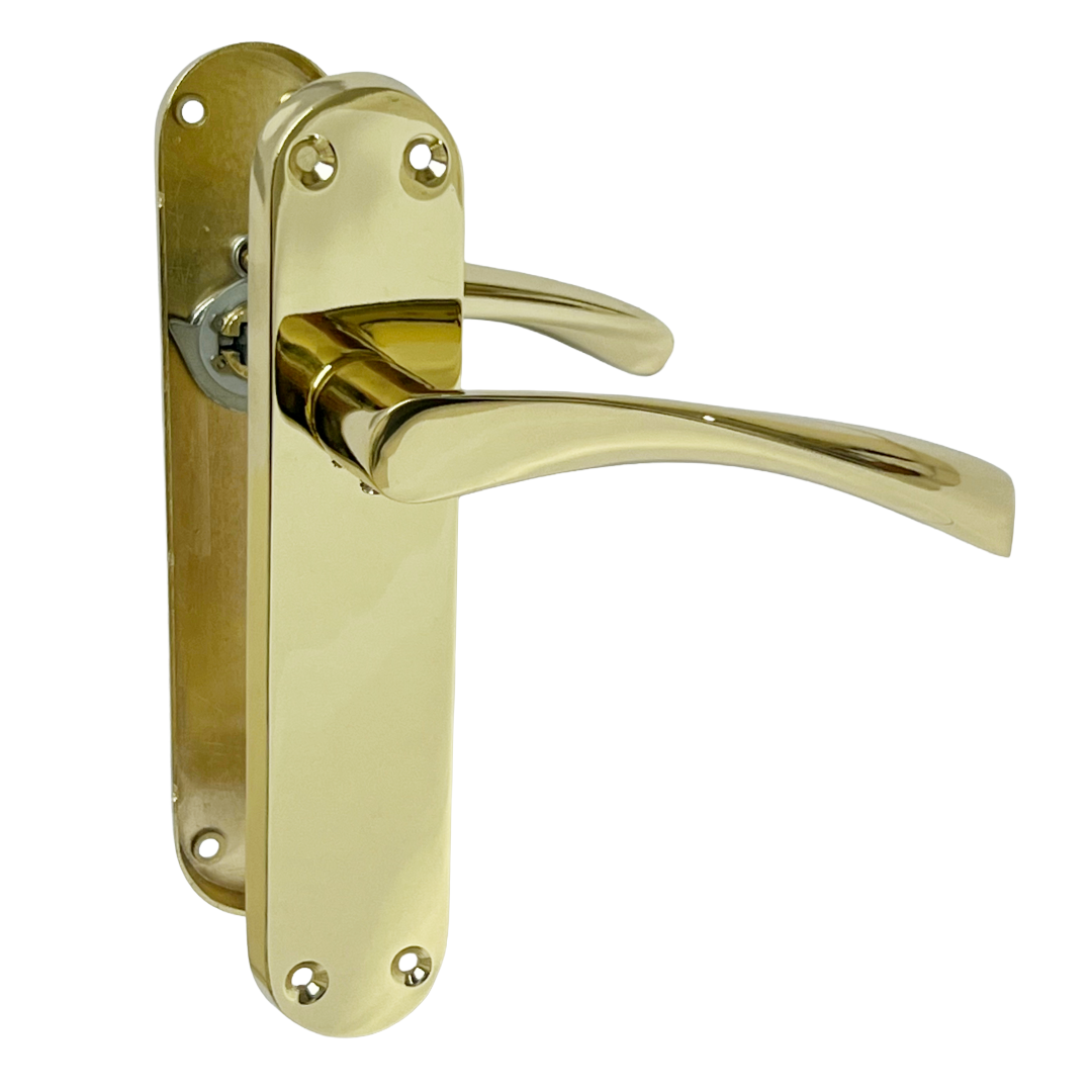 Monja Astrid Door Handles Arched Lever Polished Brass Latch