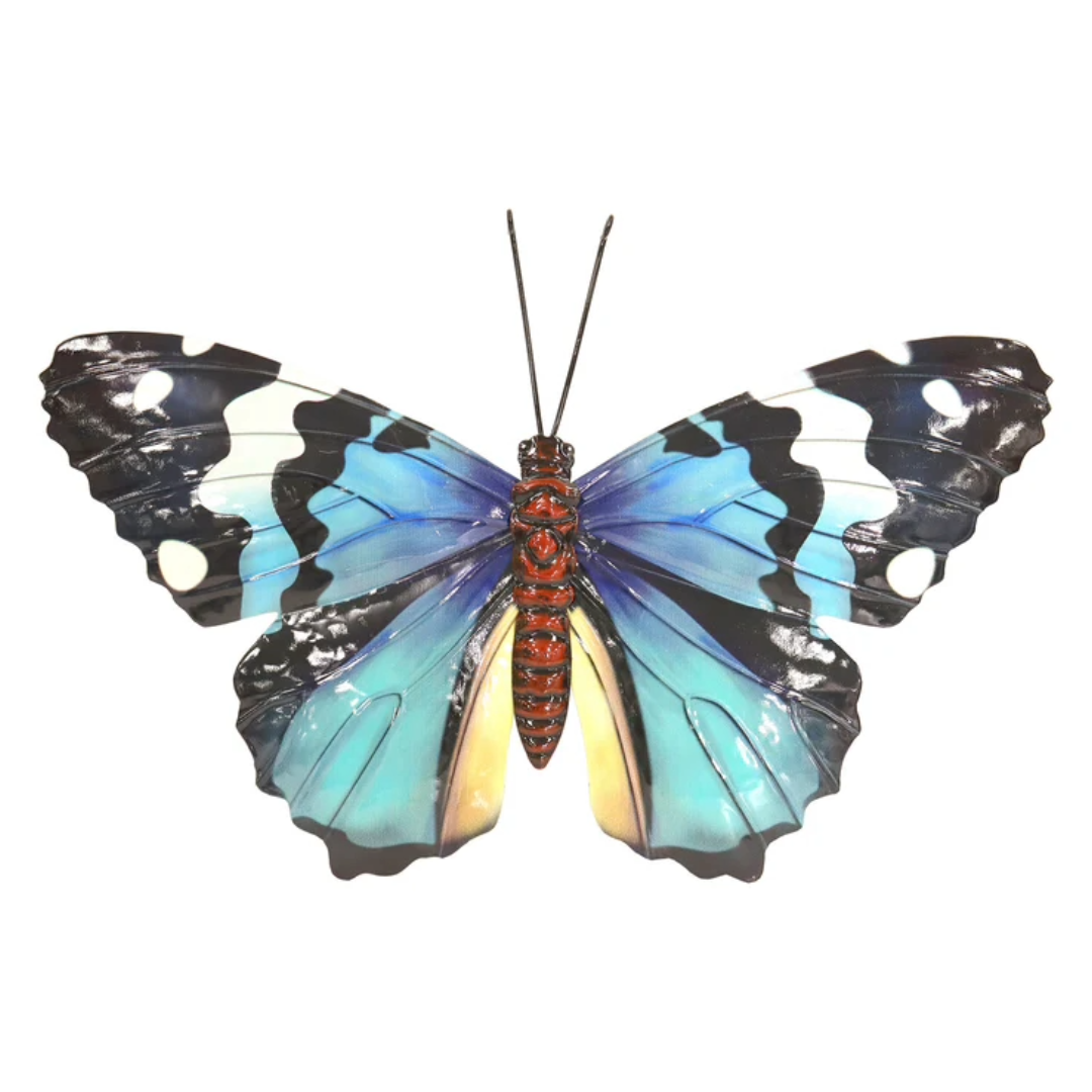 Metal Butterfly Wall Art Decoration - Pink Blue Green Orange Fence Butterflies