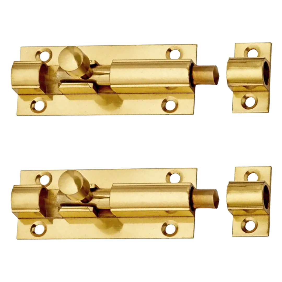 Brass Barrel Bolt 2" Slide Latch Lock - Security Door Locking with Screws MULTI PACK