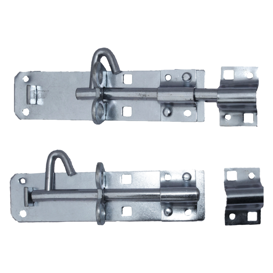 PAIR 4/6/8 inch Brenton Bolt - Black & Zinc Heavy Duty Garden Gate Shed Door