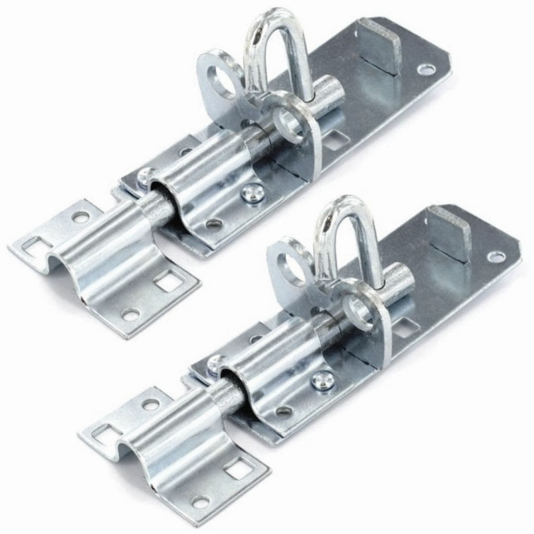 PAIR 4/6/8 inch Brenton Bolt - Black & Zinc Heavy Duty Garden Gate Shed Door