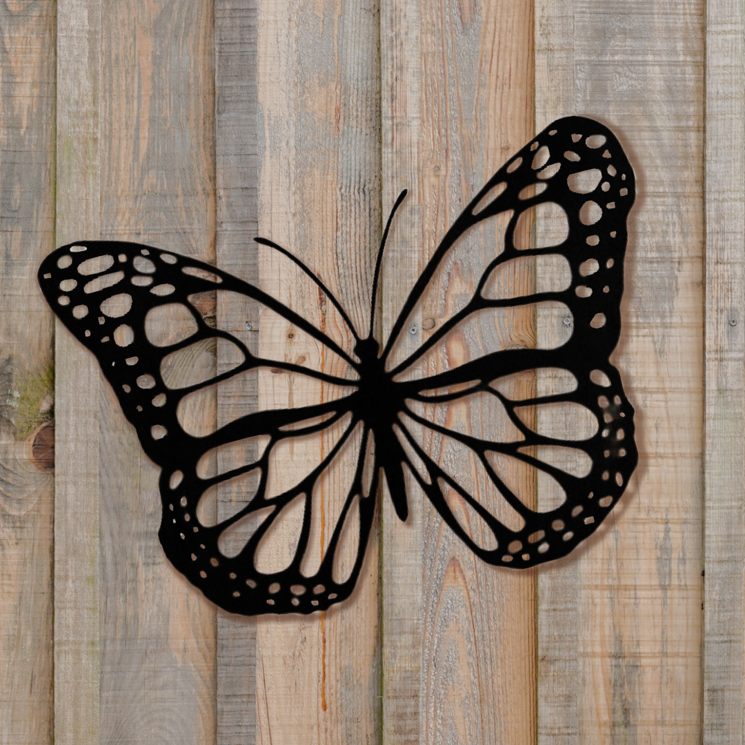 Large Black Metal Butterfly Silhouette Wall Art - Garden Ornament Indoor & Outdoor Decoration