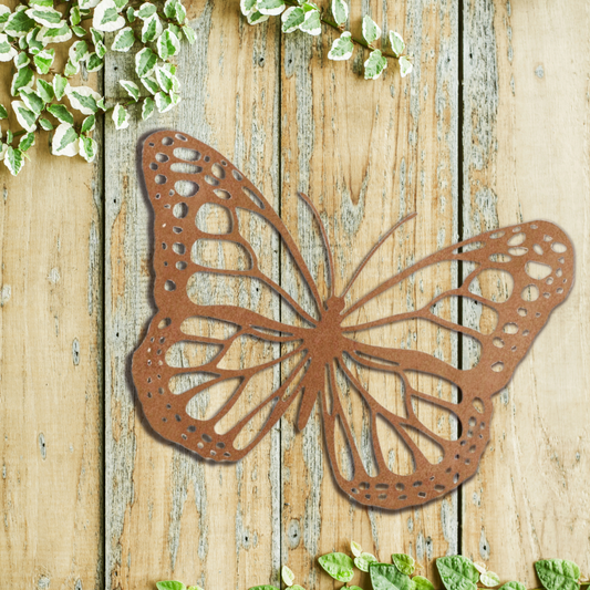 Large Rustic Metal Butterfly Silhouette Wall Art - Garden Ornament Indoor & Outdoor Decoration