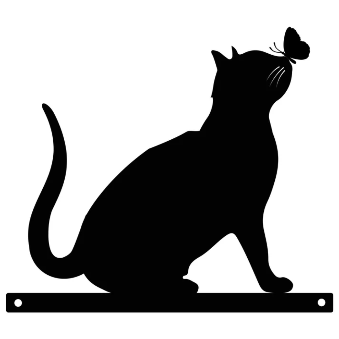 Silhouette de clôture pour chat en métal noir, décoration de jardin