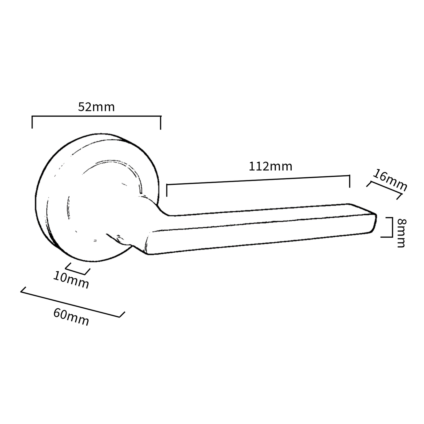 UNO Door Handle Bathroom Set Modern Matt Black Lever on Rose Internal Thumbturn