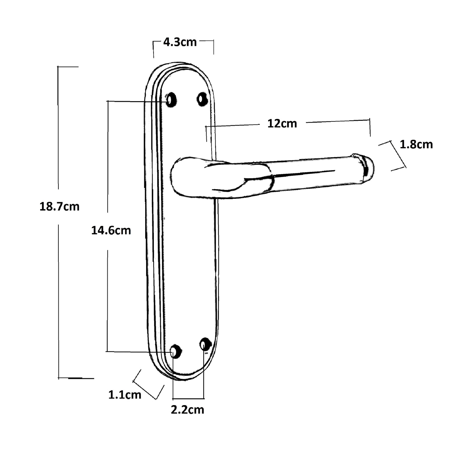 Marina Door Handle Two Tone Latch Lever - Black Nickel and Satin
