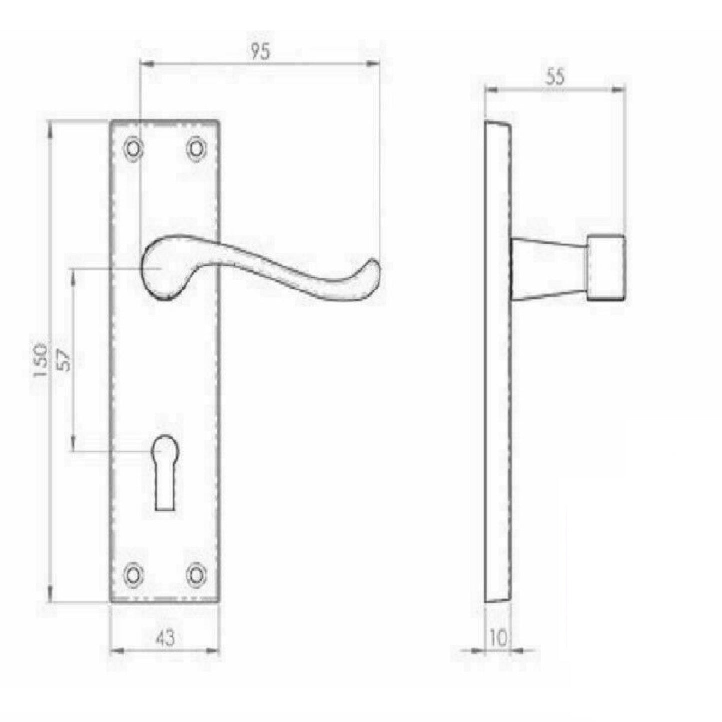Door Handles Victorian Scroll Lever Lock - Brass 150 x 40mm