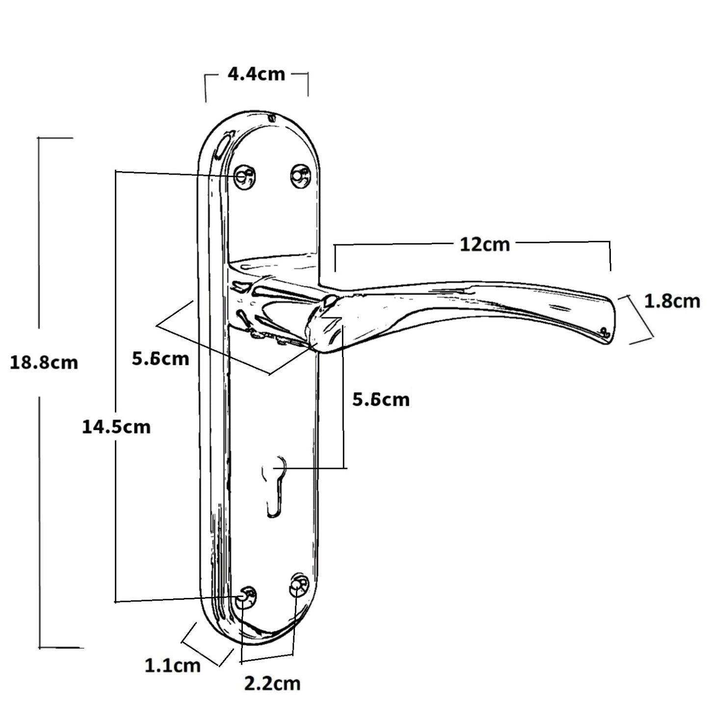 Genova Door Handles Matt Black Twist Lever Lock on Modern Marina Backplate