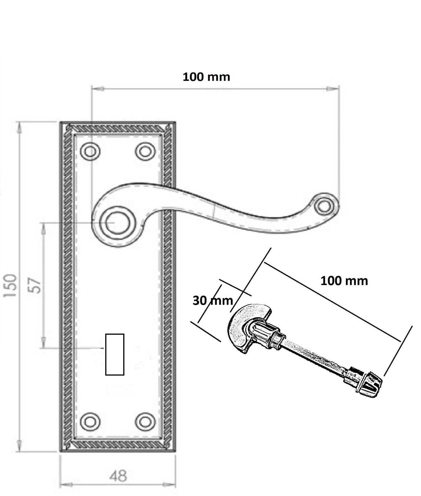 Georgian Satin Bathroom Door Handles WITH LOCK