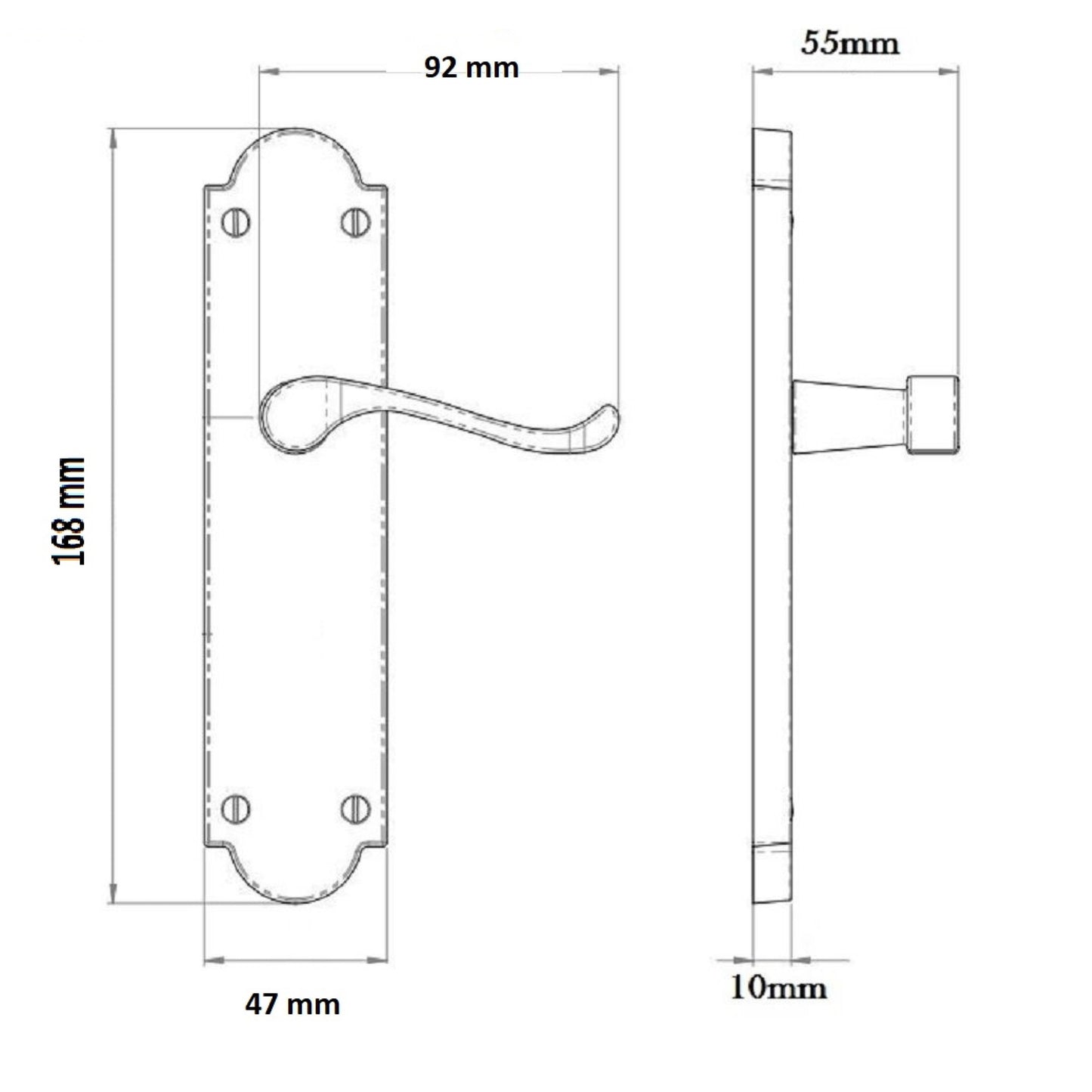 Ashford Door Handle Latch Scroll Lever - Matt Black Latch Pack