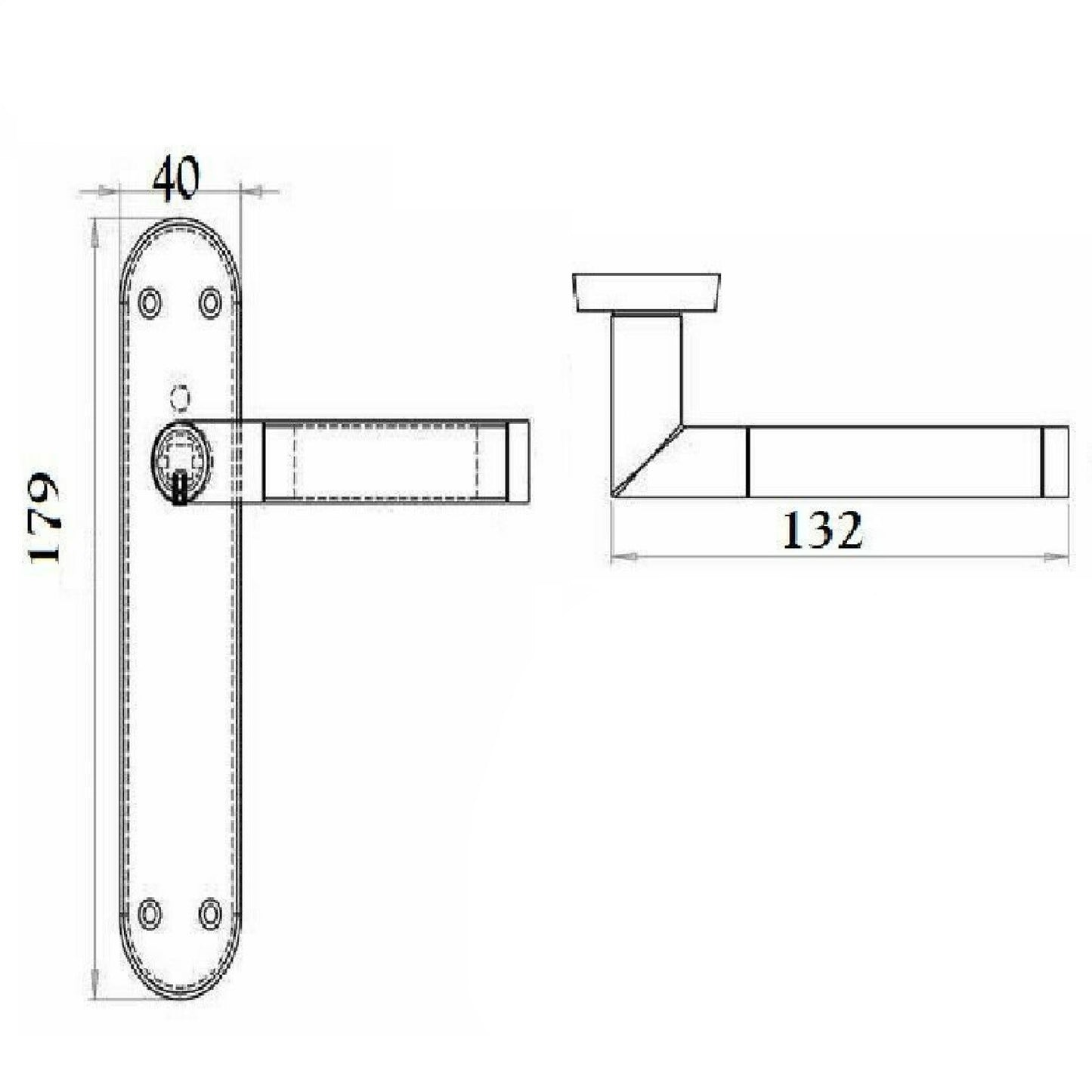 Poignées de porte à levier droit à onglet Duo - Chrome satiné 180 mm x 40 mm