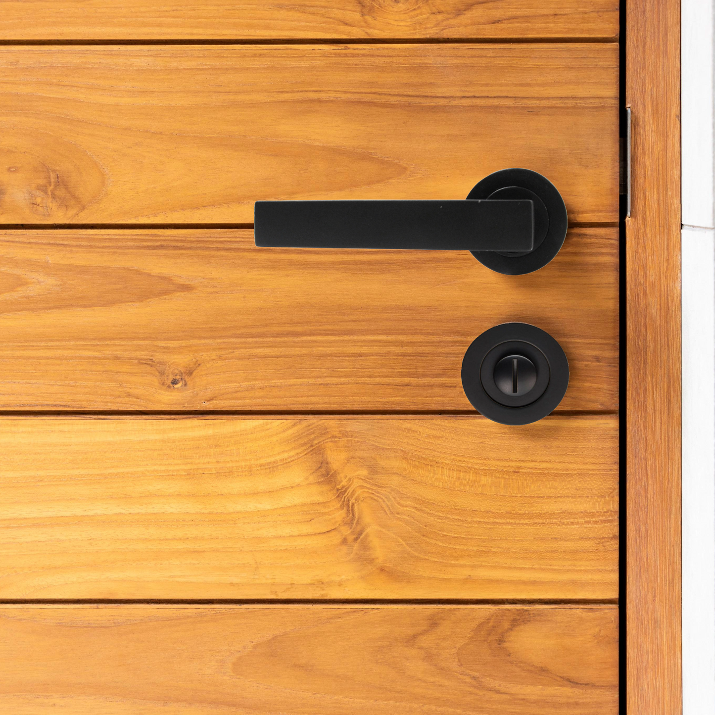 Cafri Door Handle Bathroom Set Modern Matt Black Lever on Rose Internal Thumbturn Door Pack