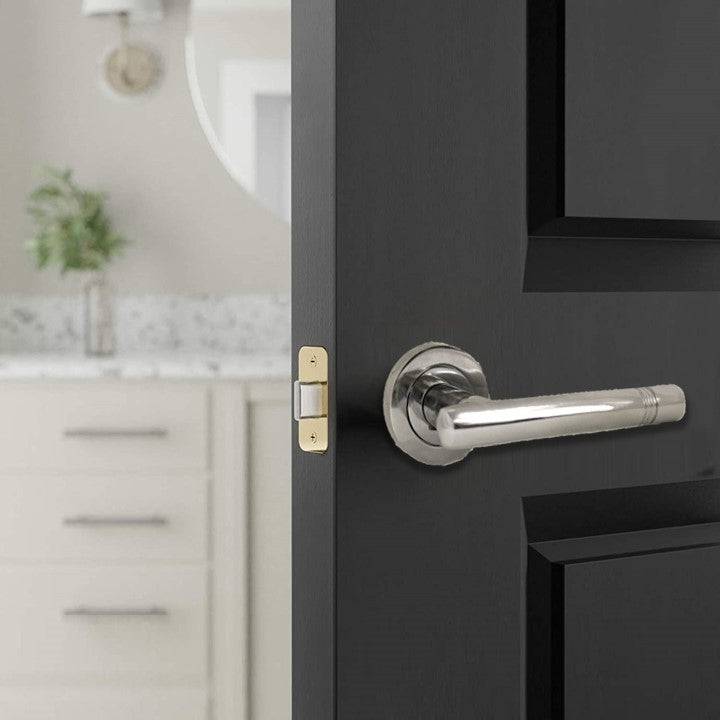 Door Handles T Bar Cossima Straight Lever on Rose Latch - Chrome Latch Pack 125mm