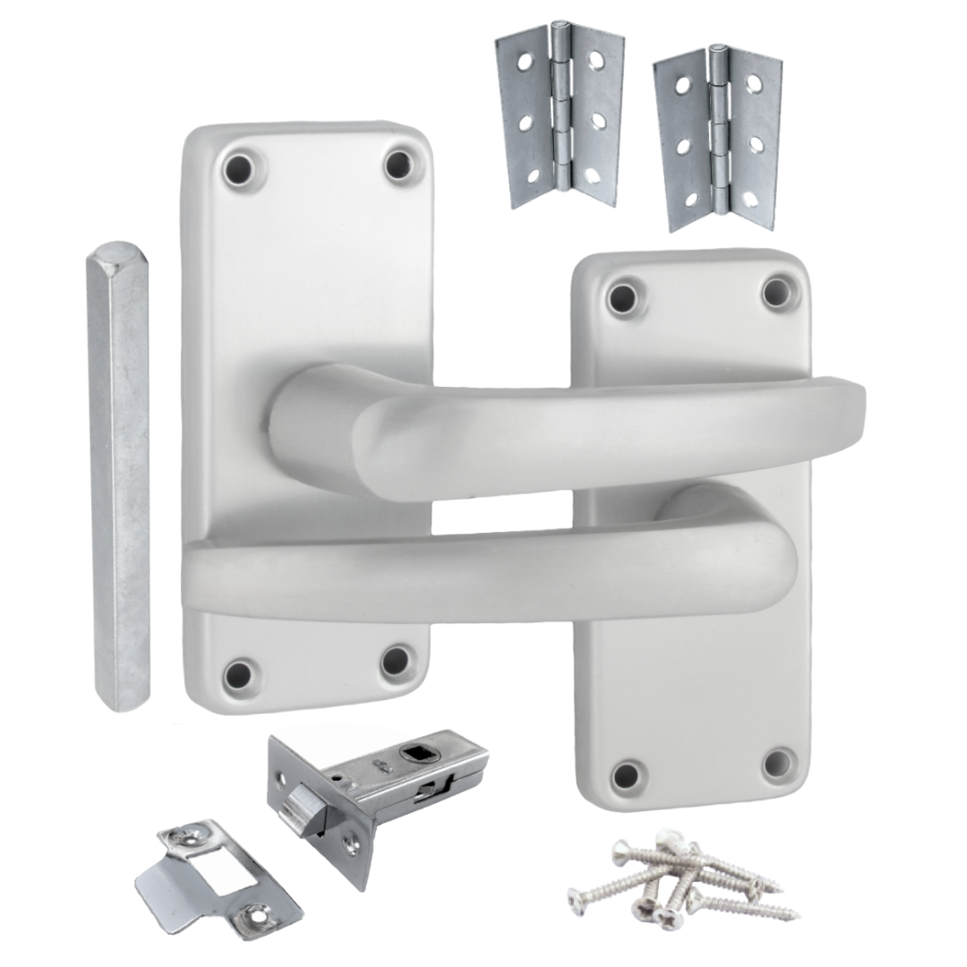Aluminium Latch Handles Modern Internal Straight Lever Door Handle Pack Hinges Satin Silver