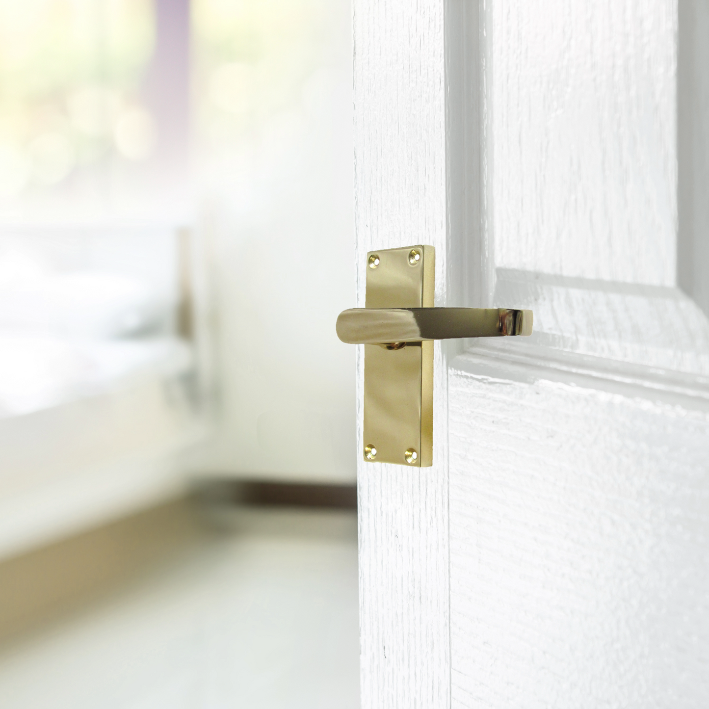 Door Handles Victorian Straight Lever Brass Hinges & Latch Pack Set 120 x 42mm