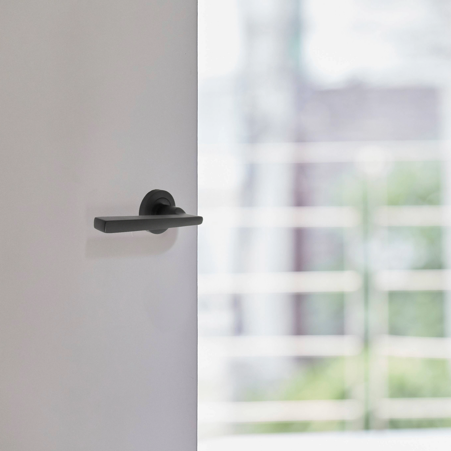 UNO Door Handle Modern Matt Black Lever on Rose Internal Internal Handles + 64mm Latch