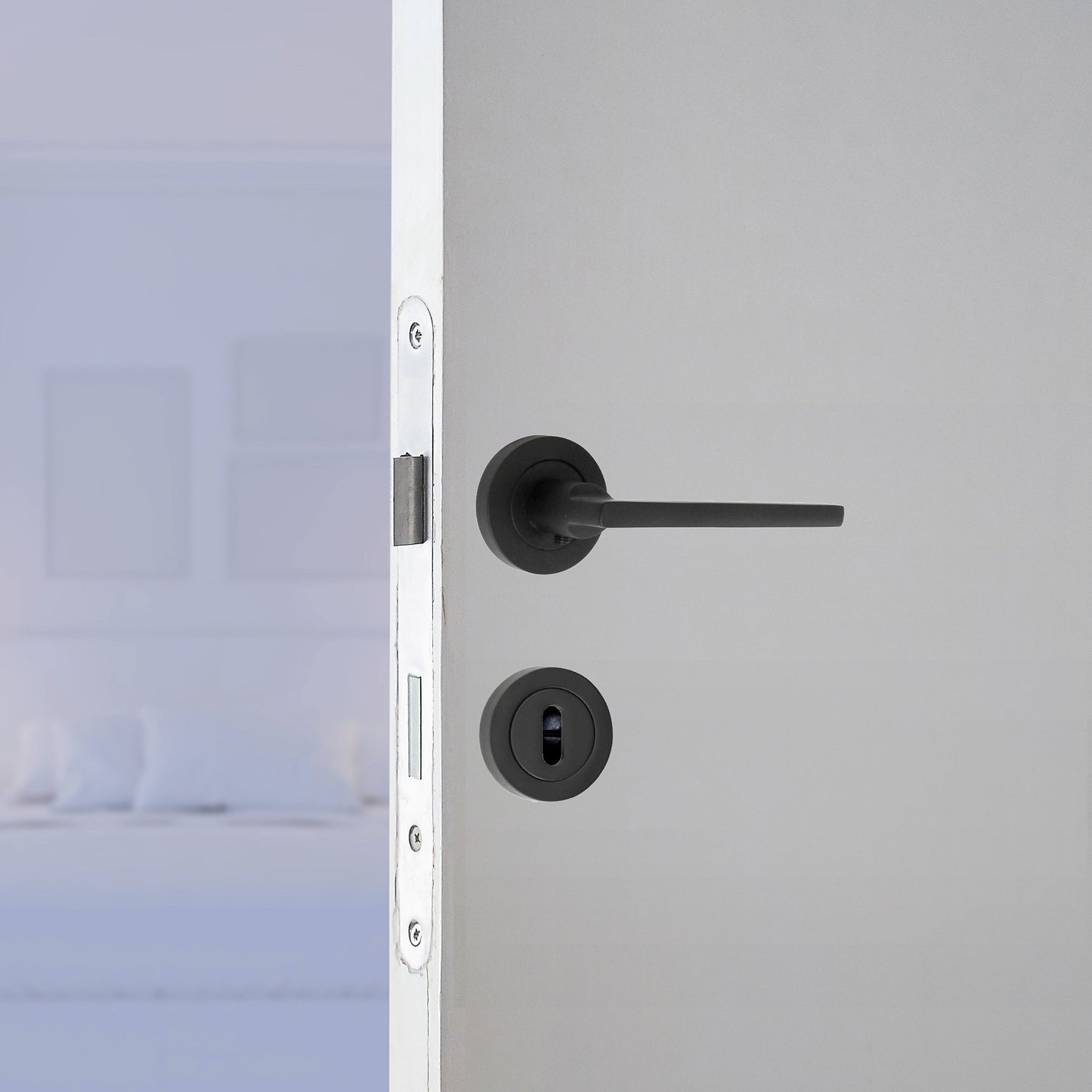 Marketplace JPG companion for UNO Door Handle Lock Key Set Modern Matt Black Lever on Rose Door Lock Pack with 3" Hinges