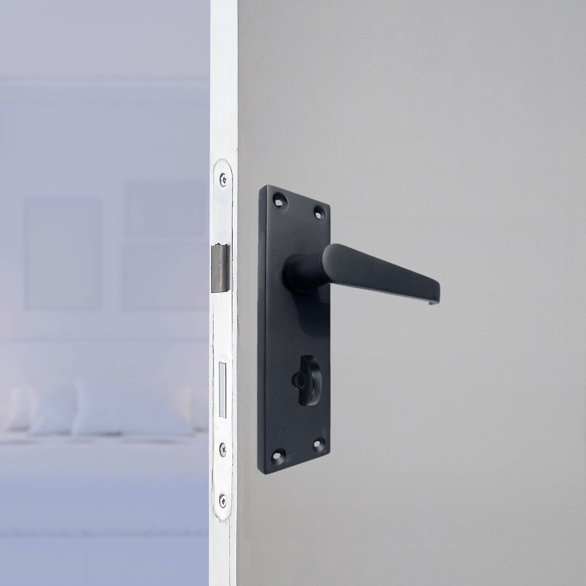 Marketplace JPG companion for Bathroom Door Handle Set - Matt Black Straight Lever Victorian Handles - 3"
