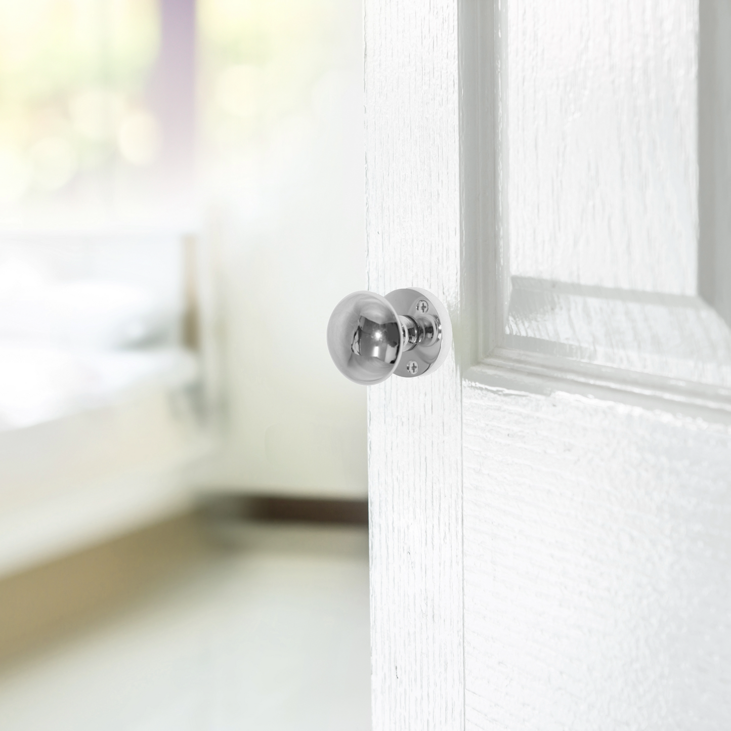 Door Knobs Round Victorian Mortice Knob Sprung - Chrome Escutcheon Key Lock Pack 56mm