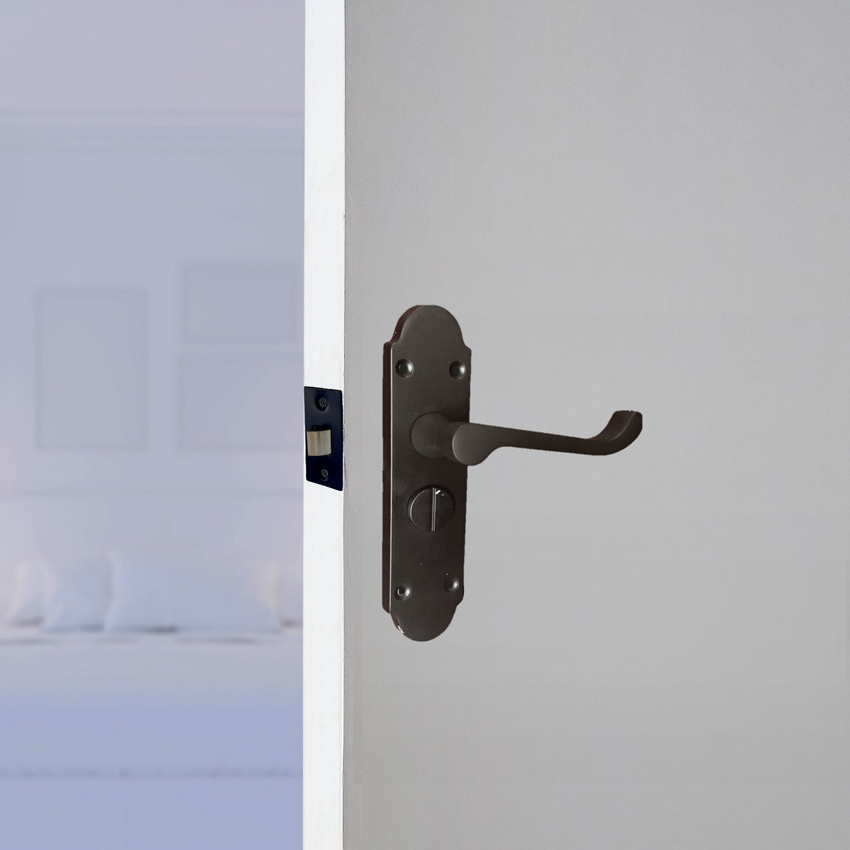 Marketplace JPG companion for Pair of Victorian Scroll Style Privacy Lock Handle and Latch - Matt Black