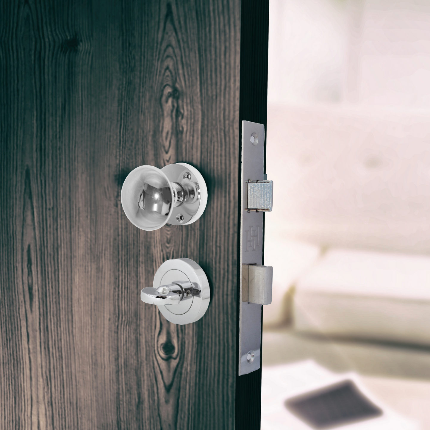 Door Knobs Round Victorian Mortice Knob Sprung - Chrome Thumbturn Lock Pack 56mm