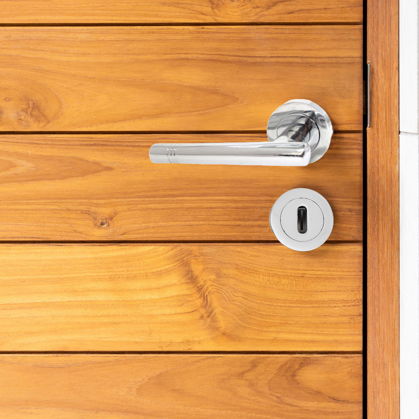 Door Handles T Bar Cossima Straight Lever Escutcheon & Key Lock - Chrome 125mm