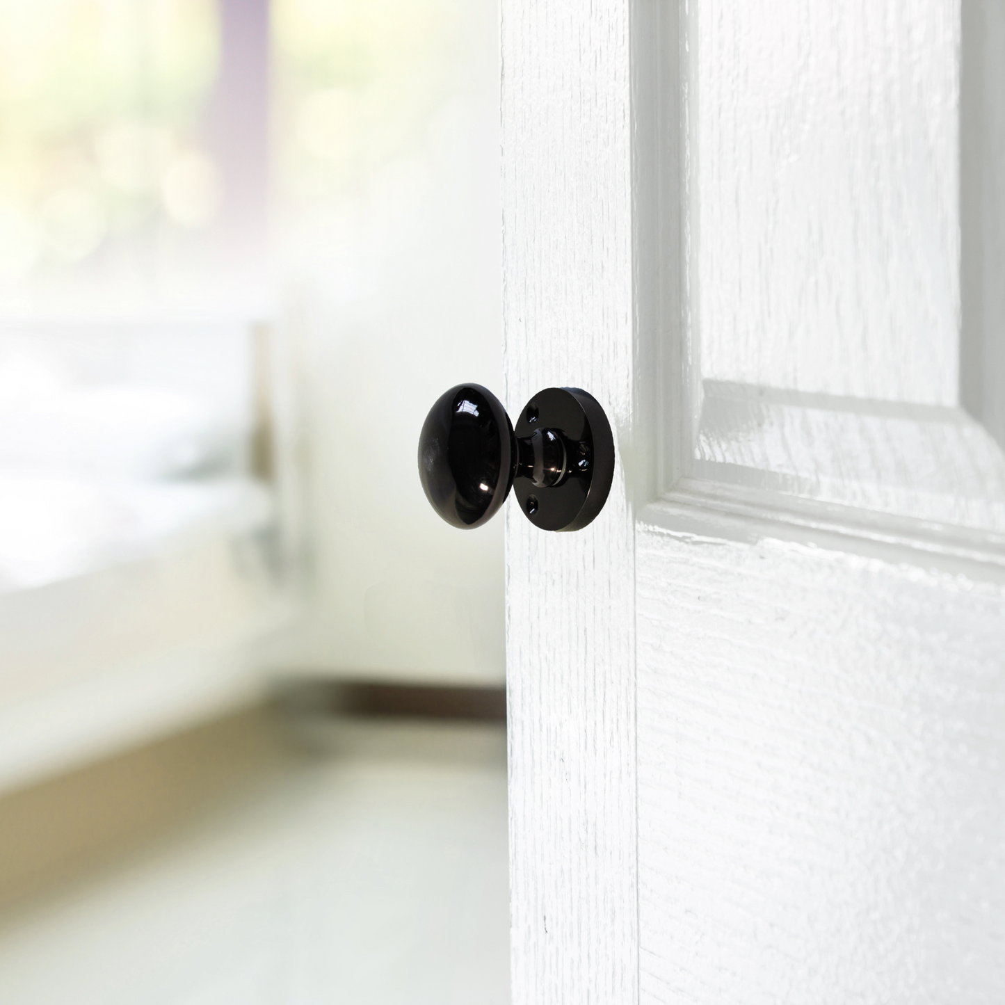 Door Knobs Round Victorian Mortice Knob Sprung - Black Nickel Latch Pack 56mm