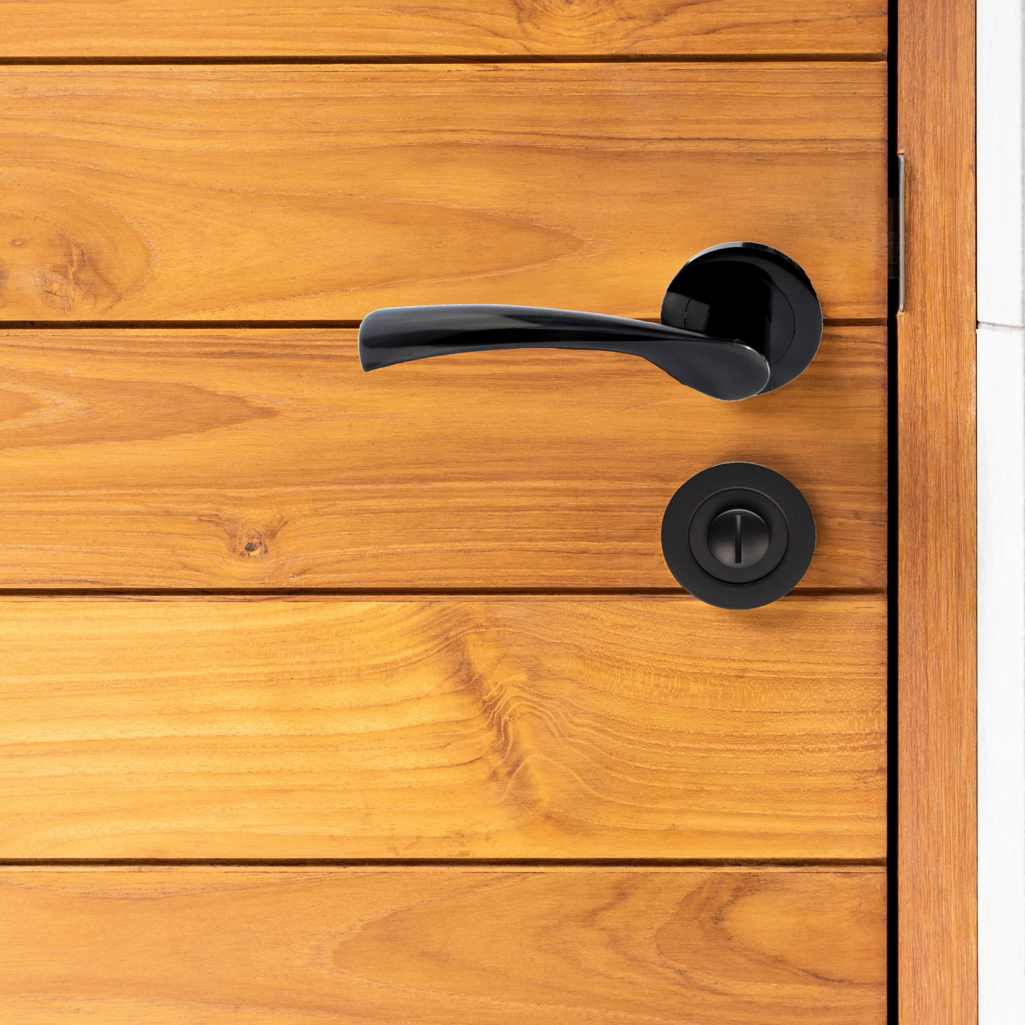 Astrid Door Handles Latch Twist Lever on Rose Black Nickel Bathroom Thumbturn Lock 120mm