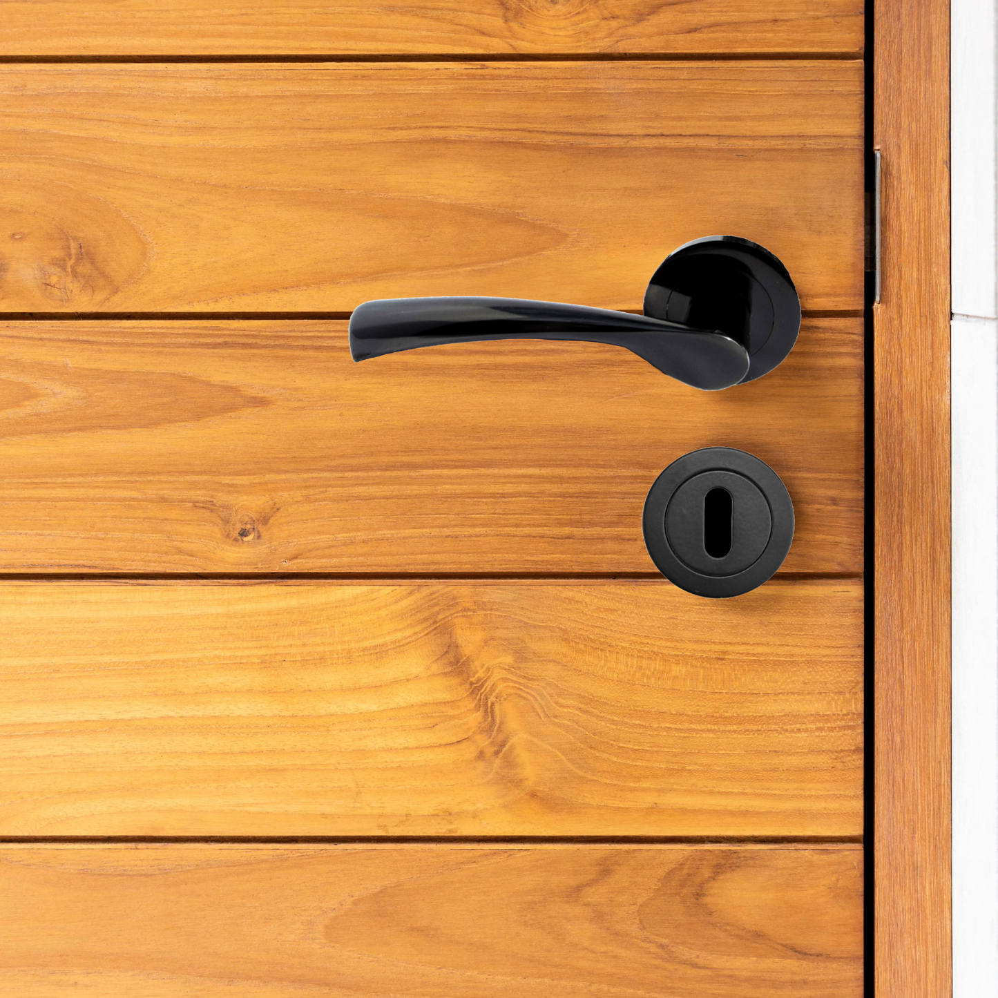 Astrid Door Handles Latch Twist Lever on Rose - Black Nickel Latch 120mm