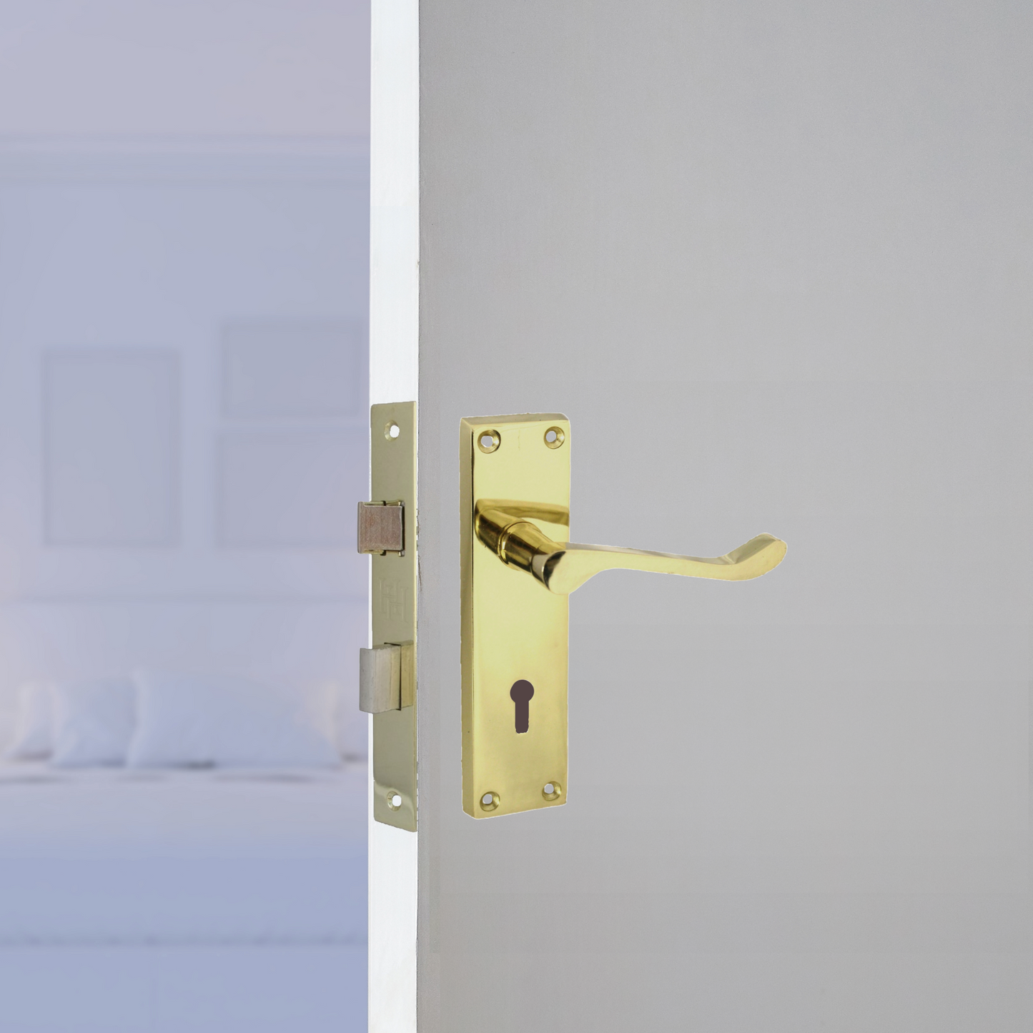 Door Handles Victorian Scroll Lever Lock - Brass Pack 150 x 40mm