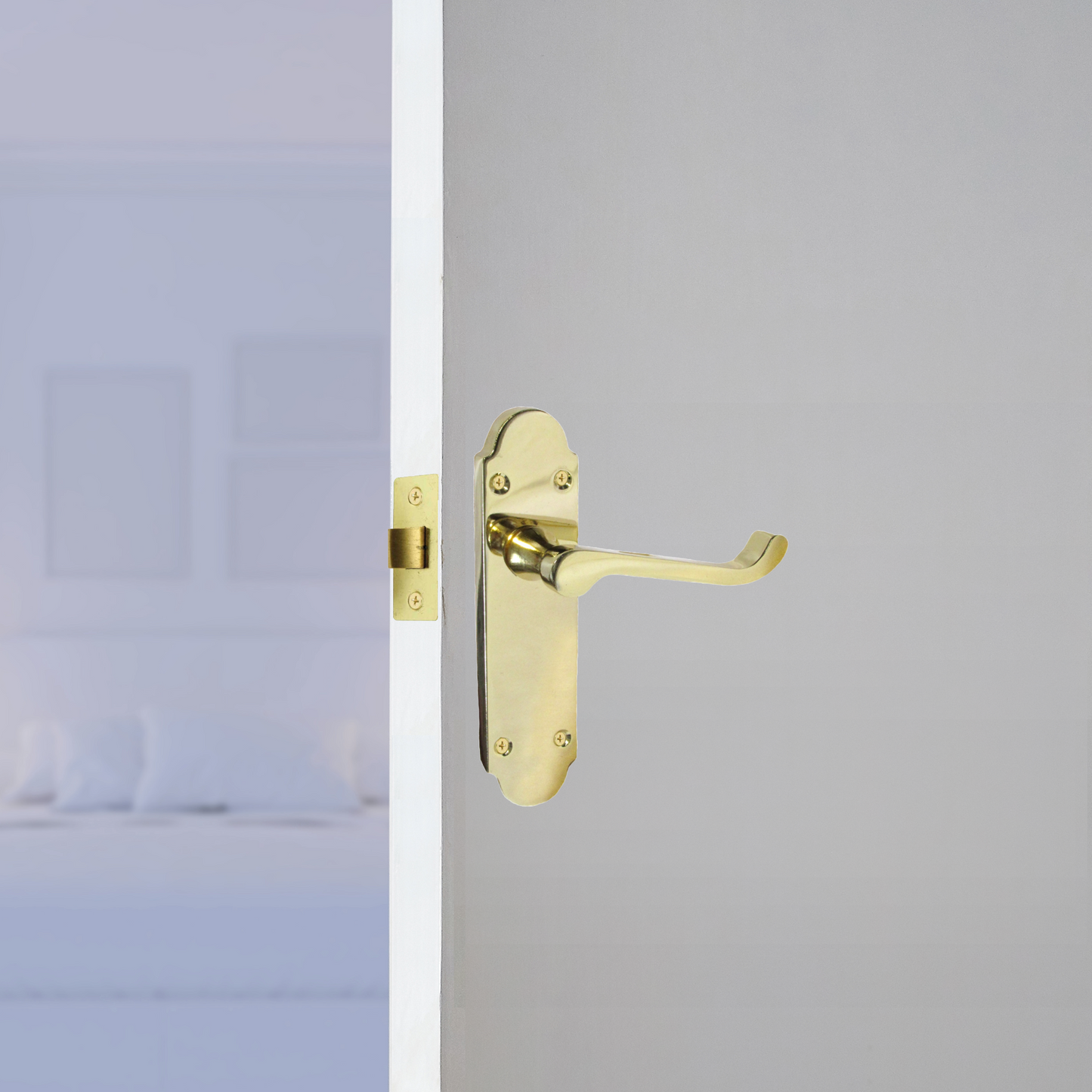 Loquet de porte Epsom à levier à volutes victorien - Laiton