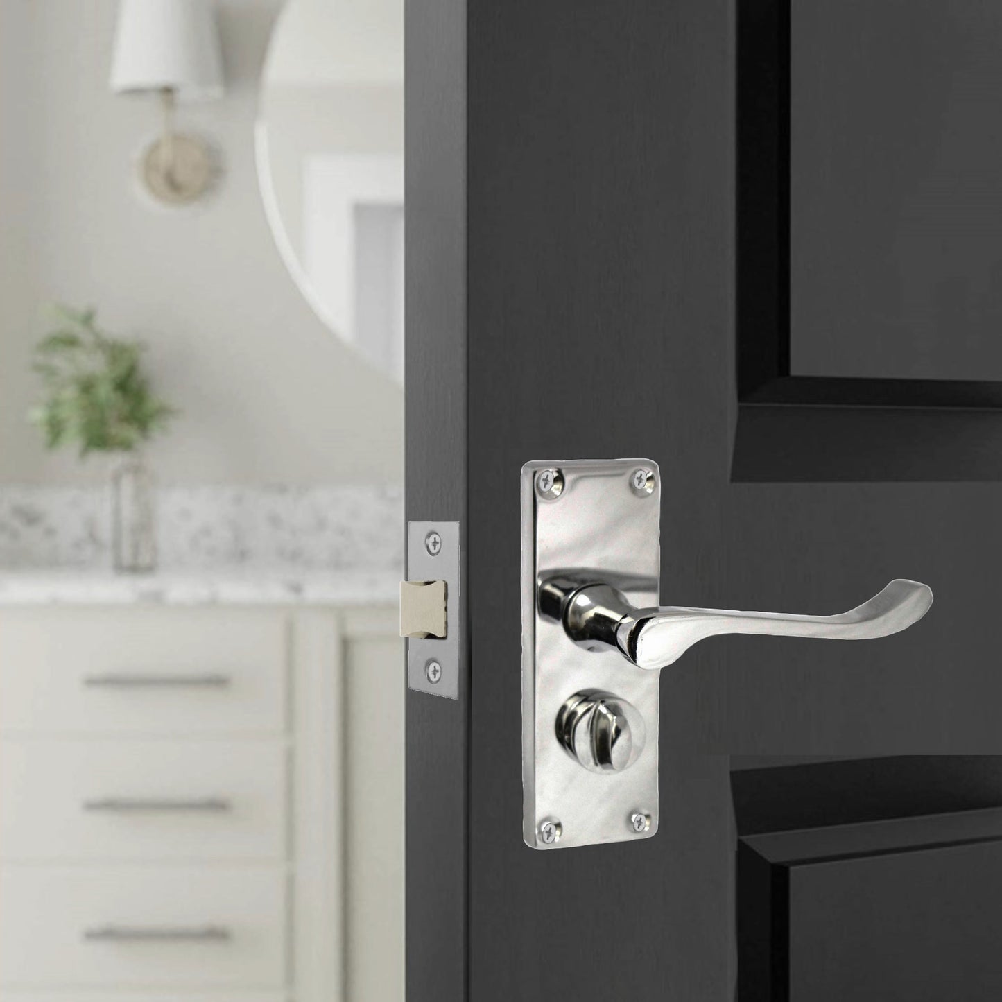 Marketplace JPG companion for Door Handles Scroll Bathroom WC Privacy Lock - Chrome 118 X 40mm Latch Pack