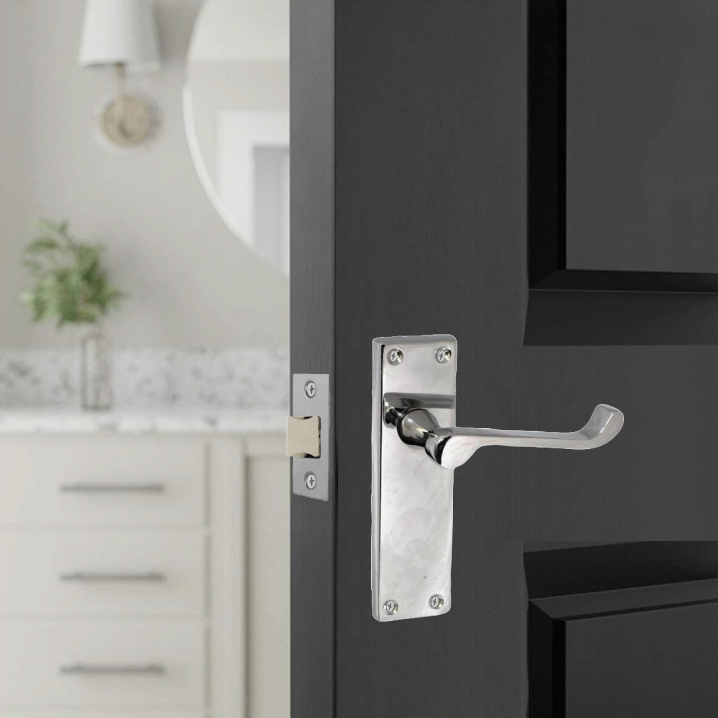 Poignées de porte victoriennes à levier et à volutes - Chrome 150 x 40 mm