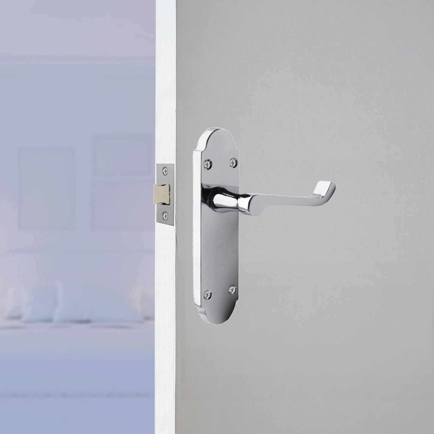 Marketplace JPG companion for Epsom Door Handle Latch Victorian Scroll Lever - Chrome - 169mm X 40mm