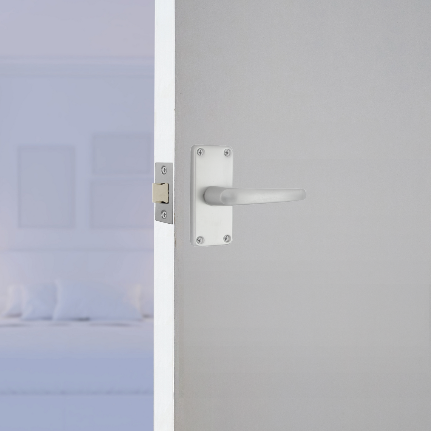 Aluminium Latch Handles Modern Internal Straight Lever Door Handle Pack Satin Silver