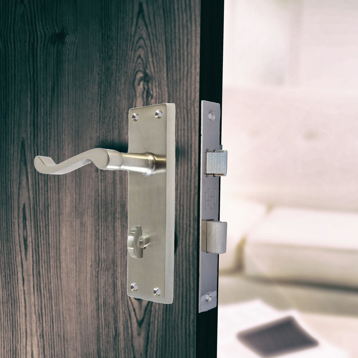 Marketplace JPG companion for Door Handles Victorian Scroll Lever Bath Lock - Satin Pack Hinges 150 X 40mm