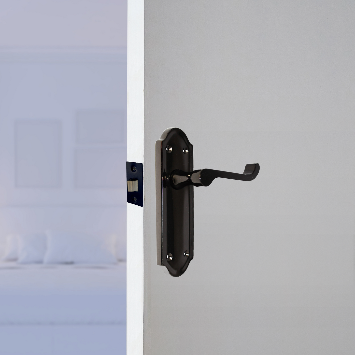 MULTIPACK Door Handles Ashford Black Nickel Latch Brass Scroll Lever 1/4/6 Pairs