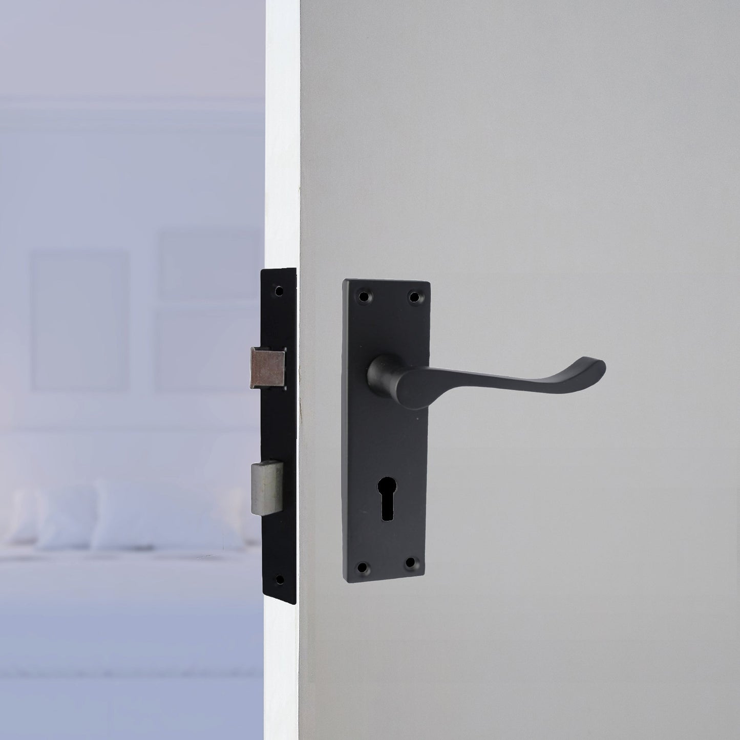 Marketplace JPG companion for Door Handles Victorian Scroll Lever Lock - Matt Black Pack 150 X 40mm
