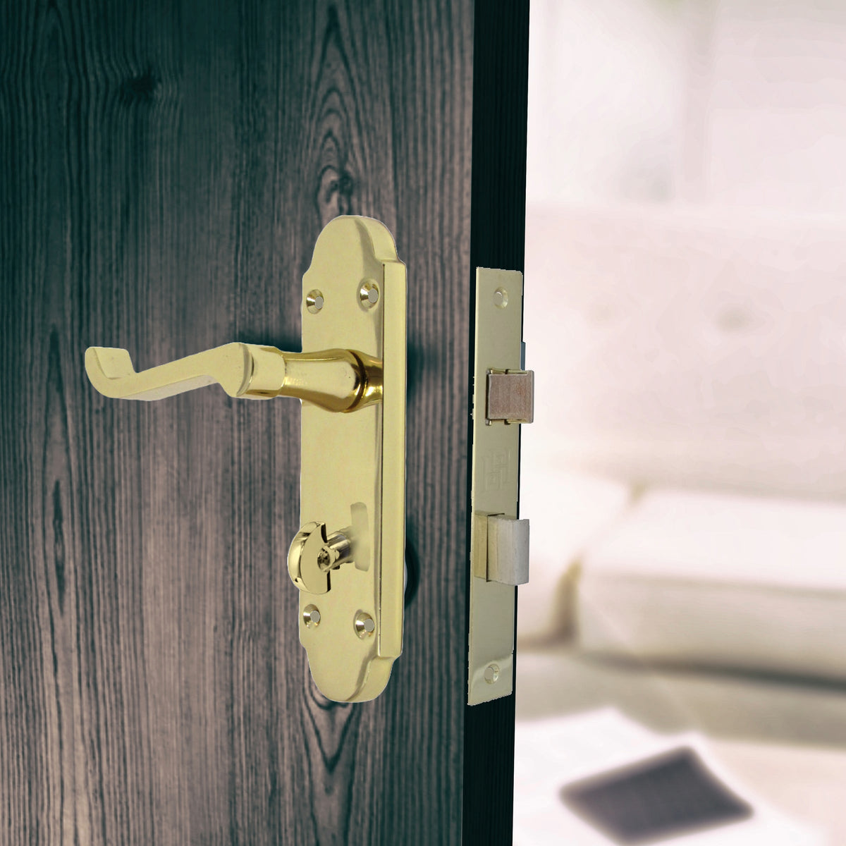 Marketplace JPG companion for Epsom Door Handle Bathroom Lock Scroll Lever - Brass Pack