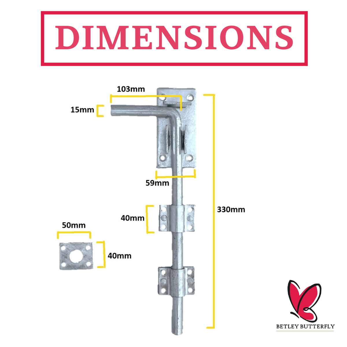 Marketplace JPG companion for Drop Bolt 12" 18" 24" Gate Garage Heavy Duty Lock Galvanised or Black