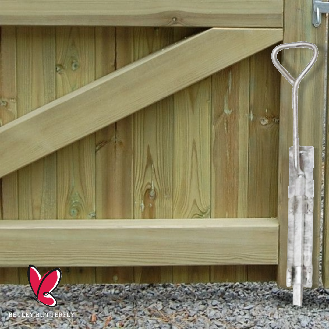 Poignée en arceau à pêne escamotable 12" - 24" pour portail de garage, robuste, galvanisé noir