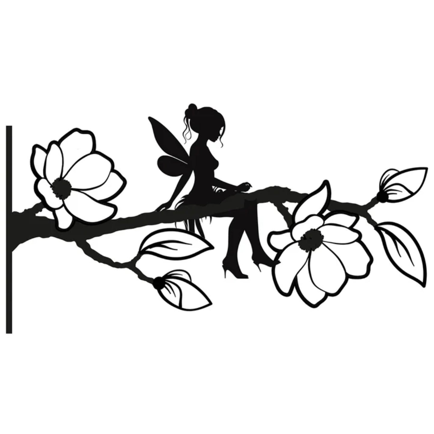 Marketplace JPG companion for Fairy Magic Branch Metal Black Silhouette, Tree or Fence Mountable Decoration - 14cm x 25cm x 1.5cm