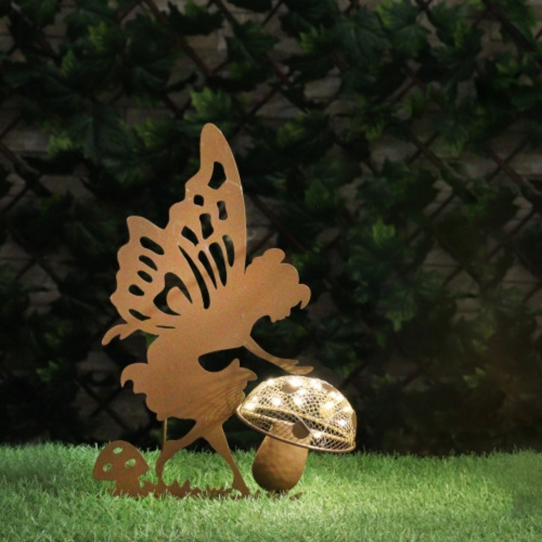 Solar Fairy Stake Light Garden Decor Girl Dog Boy Silhouette Umbrellla Toadstool