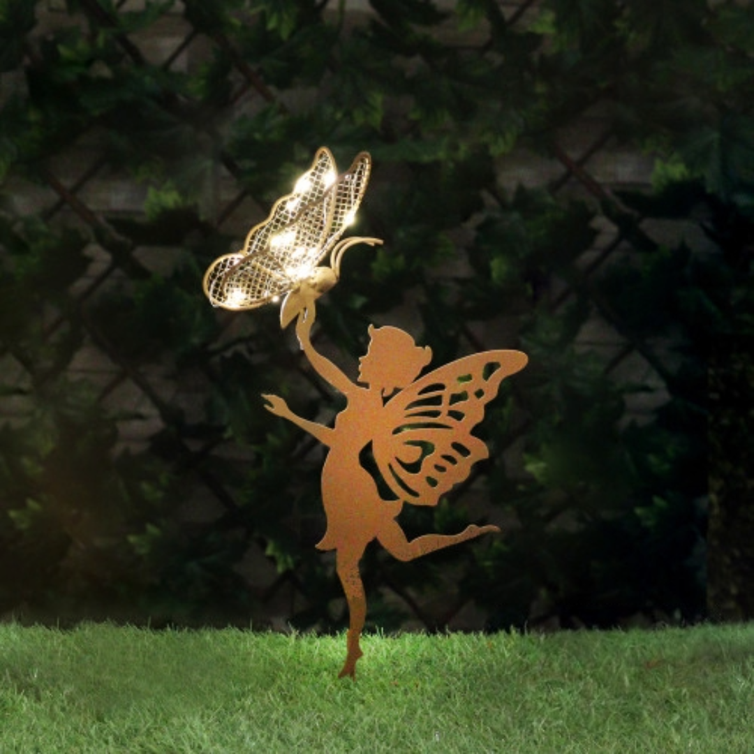 Solar Fairy Stake Light Garden Decor Girl Dog Boy Silhouette Umbrellla Toadstool