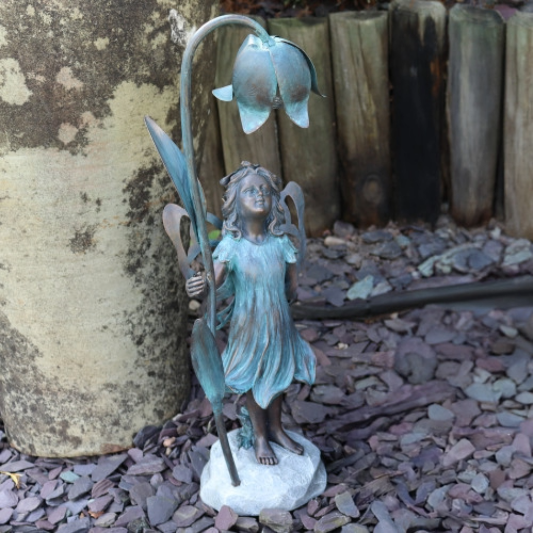 Resin Fairy On Snail or with Solar Light Flower Bubble - Magical Sculpture for Indoors Outdoor Garden Decoration Light Up