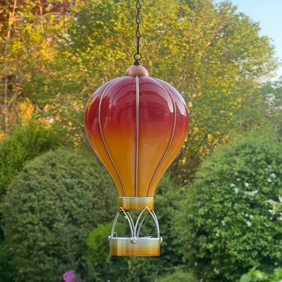 Flame Red Solar Hot Air Balloon – Outdoor Hanging LED Light for Garden, Patio & Porch Décor