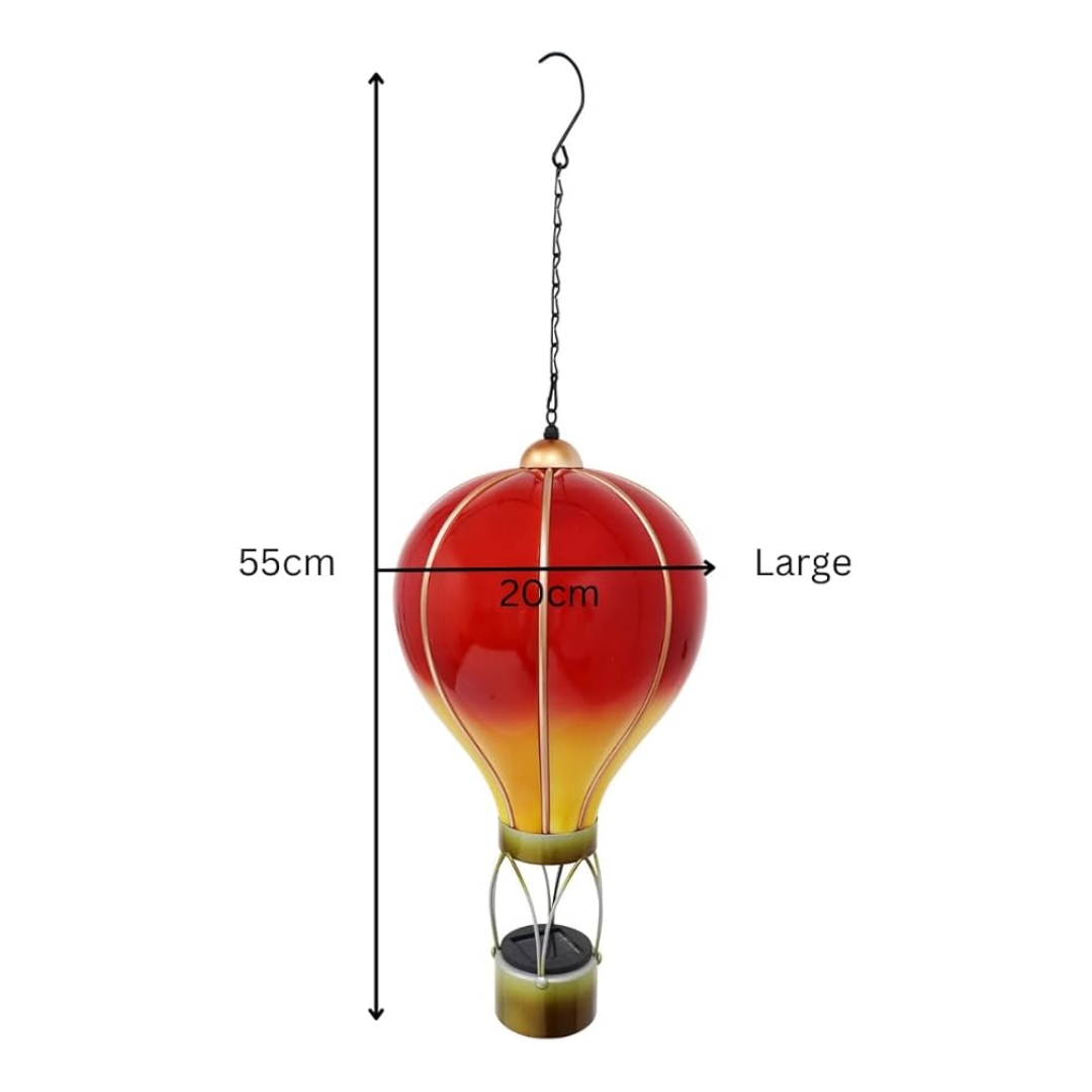 Flame Red Solar Hot Air Balloon – Outdoor Hanging LED Light for Garden, Patio & Porch Décor
