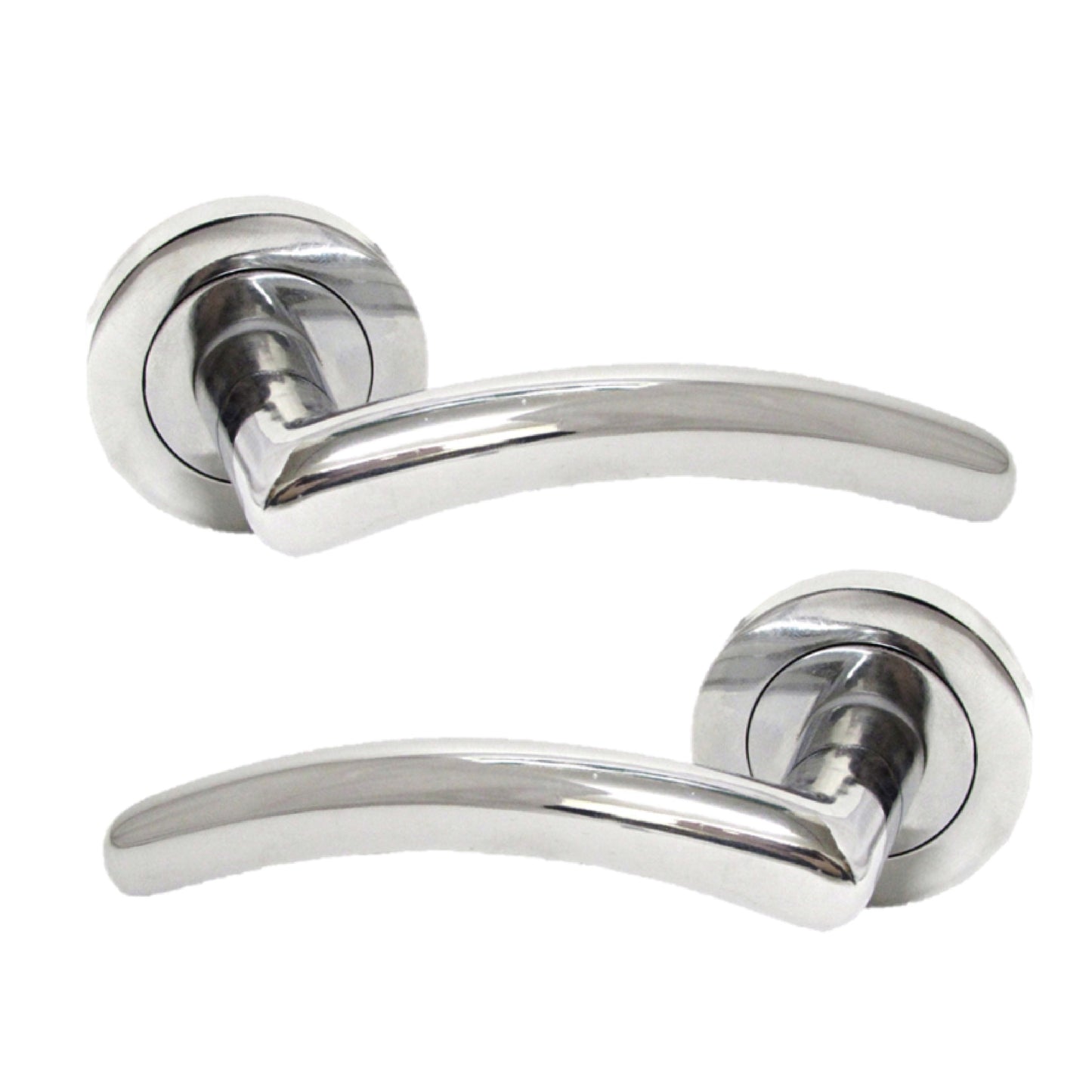 Carlressia Door Handles Latch Curved Lever on Rose - Chrome 125mm