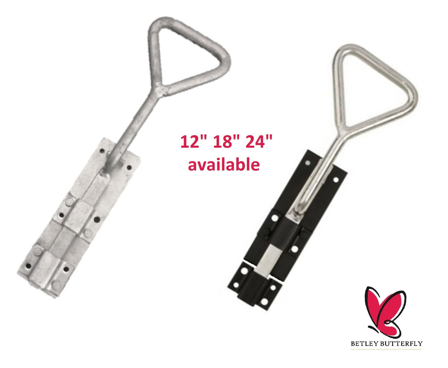 Bow Handle Drop Down Bolt 12" - 24" Gate Garage HEAVY DUTY Black Galvanised