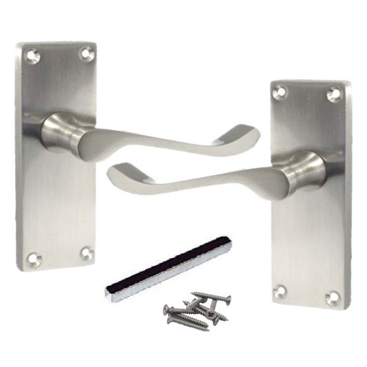 Door Handles Scroll Lever Internal Latch - Satin 118 x 40mm